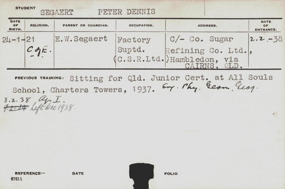 SEGAERT, Peter Dennis (Hawkesbury Diploma of Agriculture (HDA))