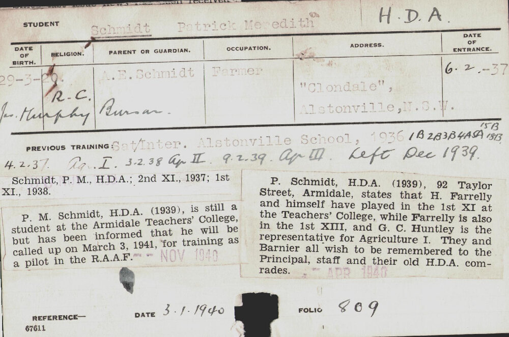 SCHMIDT, Patrick Meredith (Hawkesbury Diploma of Agriculture (HDA))