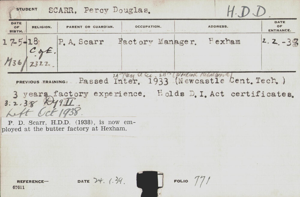 SCARR, Percy Douglas (Hawkesbury Diploma in Dairy (HDD))