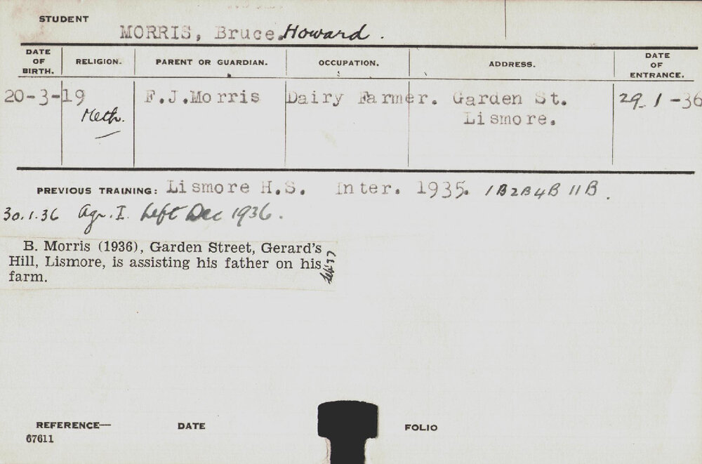 MORRIS, Bruce Howard (Hawkesbury Diploma of Agriculture (HDA))