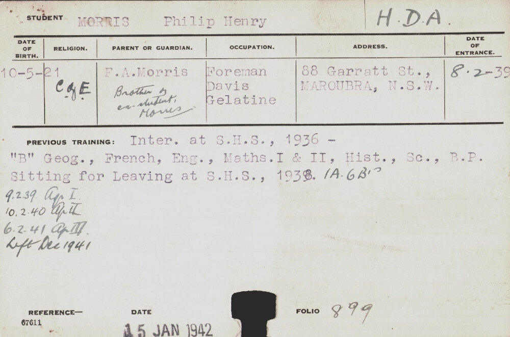 MORRIS, Philip Henry (Hawkesbury Diploma of Agriculture (HDA))