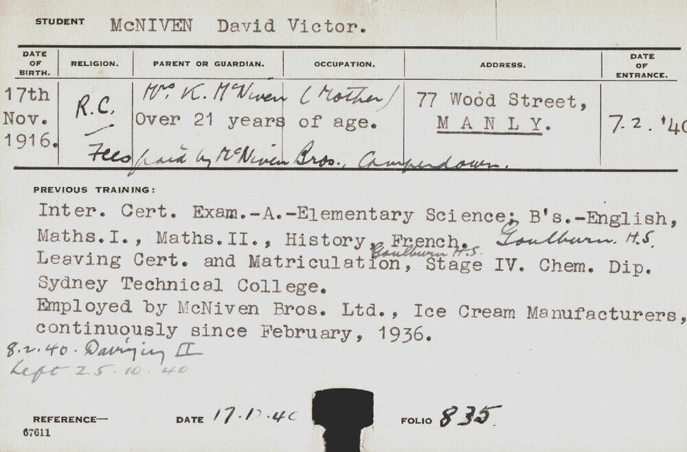 MCNIVEN, David Victor (Dairying)
