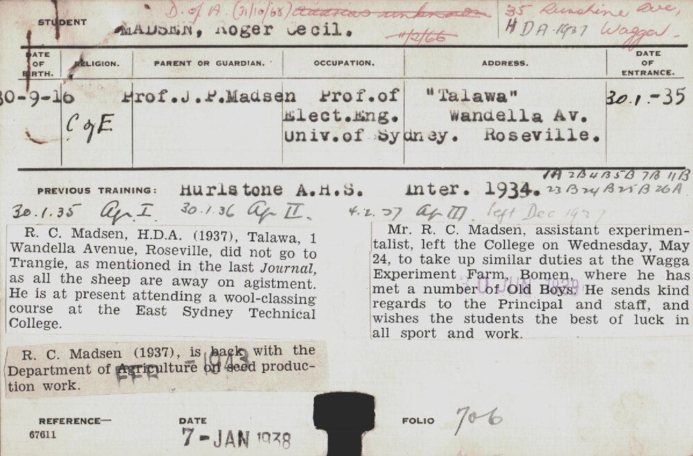 MADSEN, Roger Cecil (Hawkesbury Diploma of Agriculture (HDA))