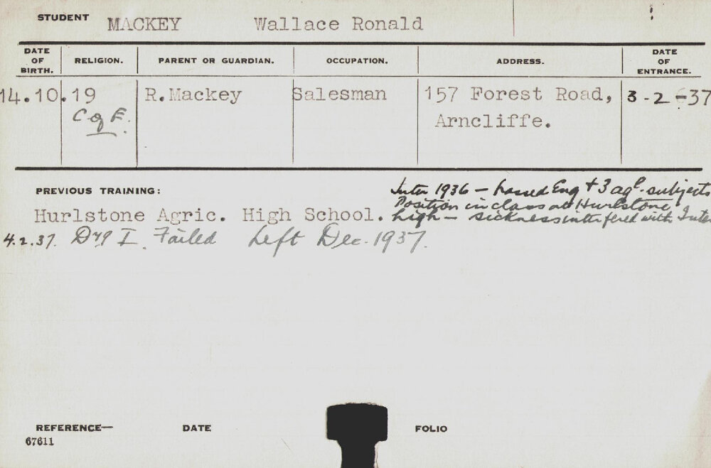MACKEY, Wallace Ronald (Dairying)