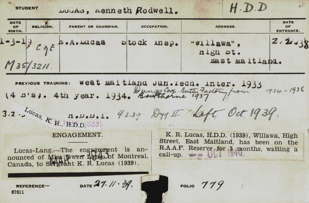 LUCAS, Kenneth Rodwell (Hawkesbury Diploma in Dairy (HDD))