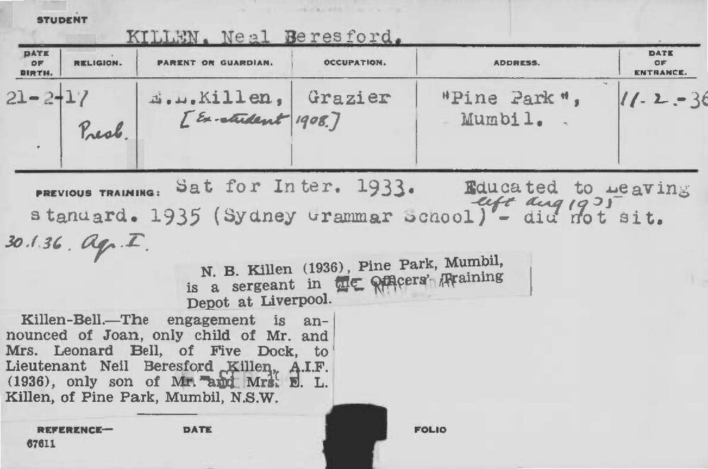 KILLEN, Neal Beresford (Hawkesbury Diploma of Agriculture (HDA))