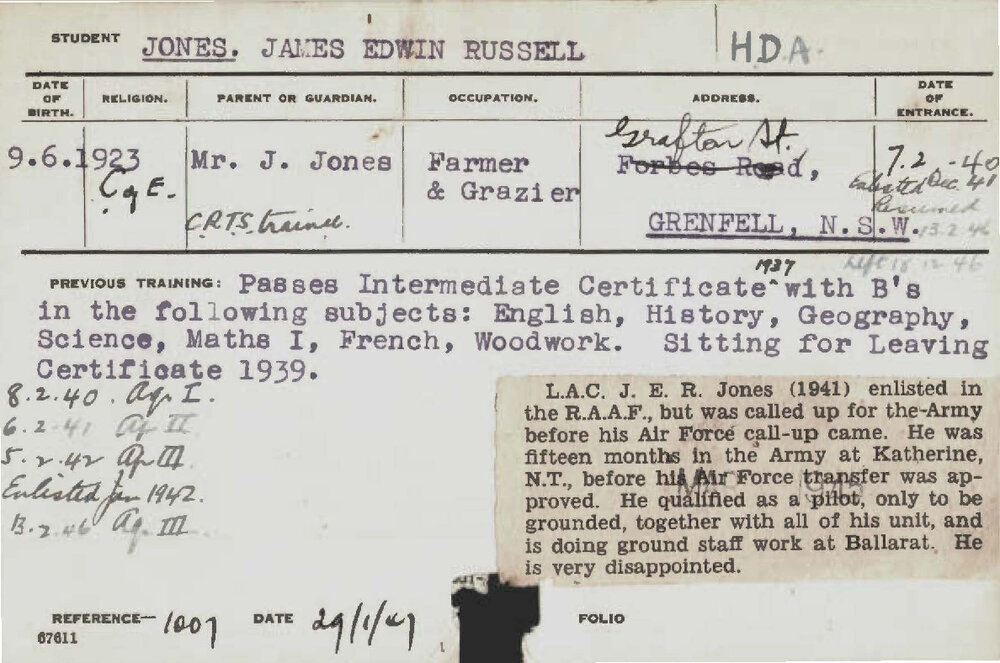 JONES, James Edwin Russell (Hawkesbury Diploma of Agriculture (HDA))