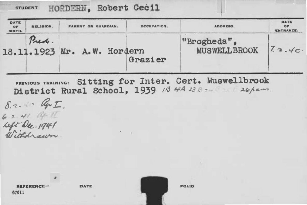 HORDERN, Robert Cecil (Hawkesbury Diploma of Agriculture (HDA))