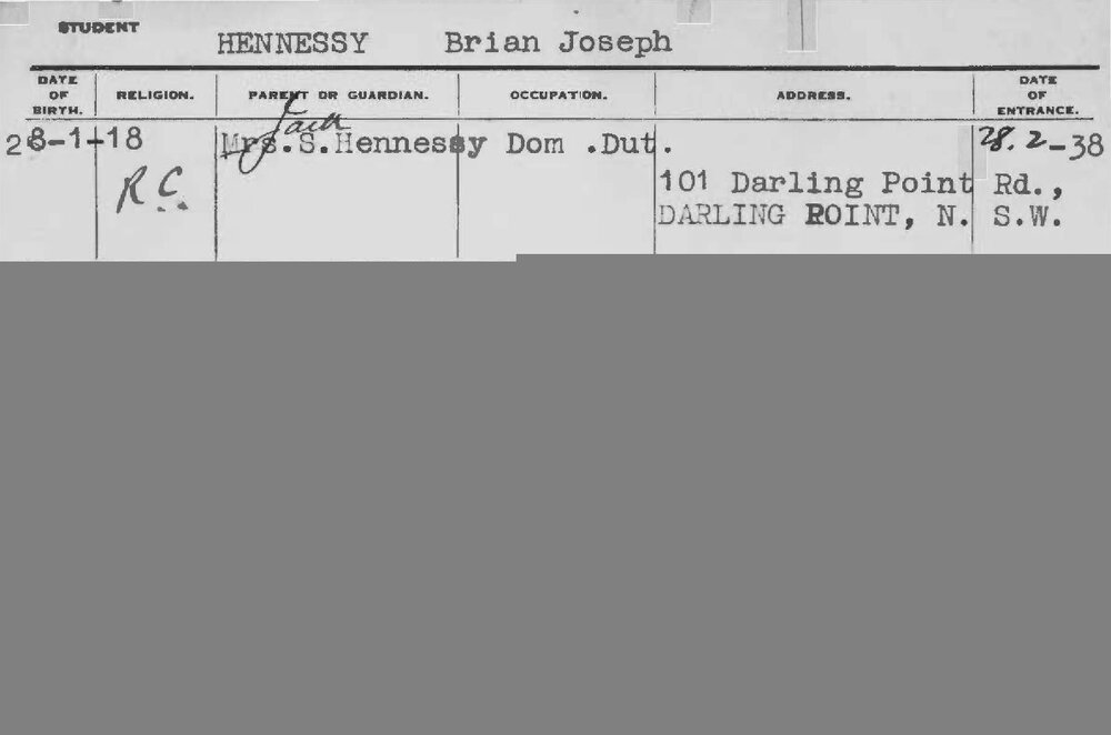HENNESSY, Brian Joseph (Hawkesbury Diploma of Agriculture (HDA))