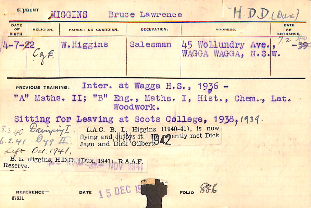 HIGGINS, Bruce Lawrence (Hawkesbury Diploma in Dairy (HDD))