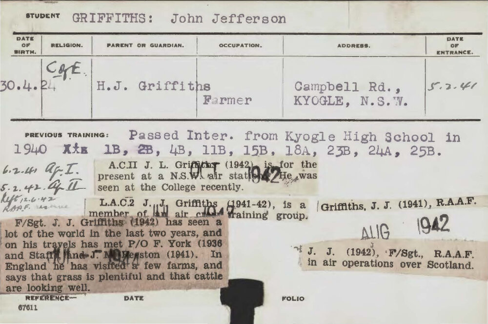 GRIFFITHS, John Jefferson (Hawkesbury Diploma of Agriculture (HDA))