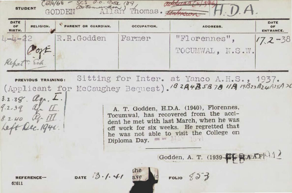 GODDEN, Allan Thomas (Hawkesbury Diploma of Agriculture (HDA))