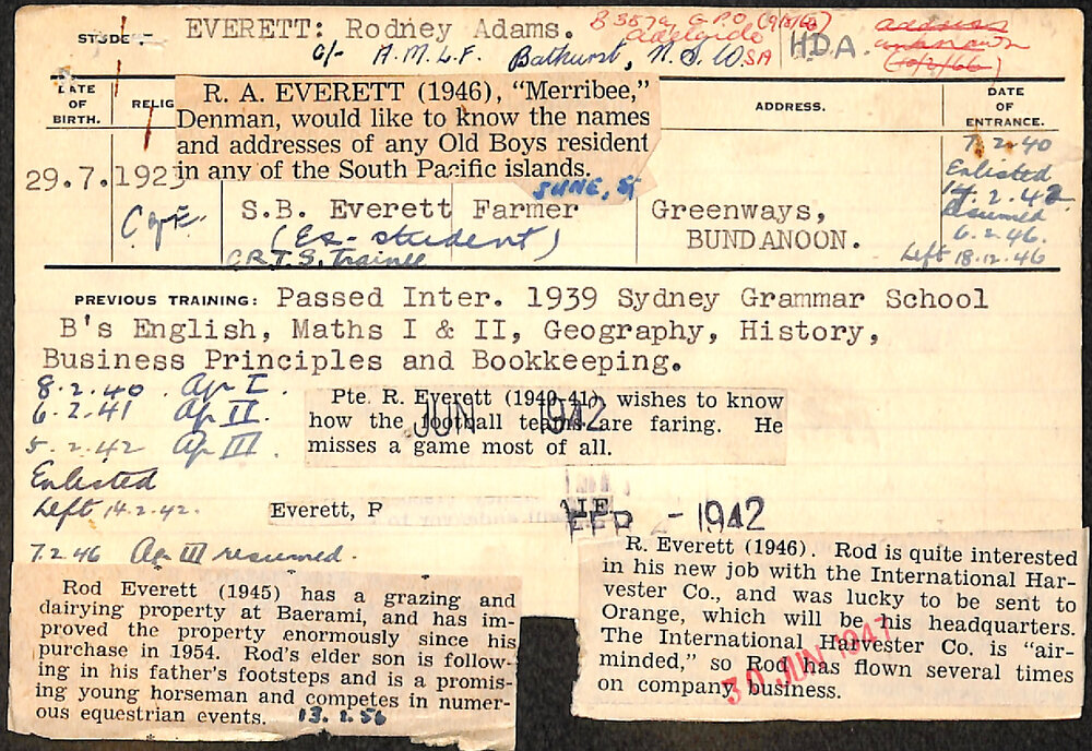 EVERETT, Rodney Adams (Hawkesbury Diploma of Agriculture (HDA))