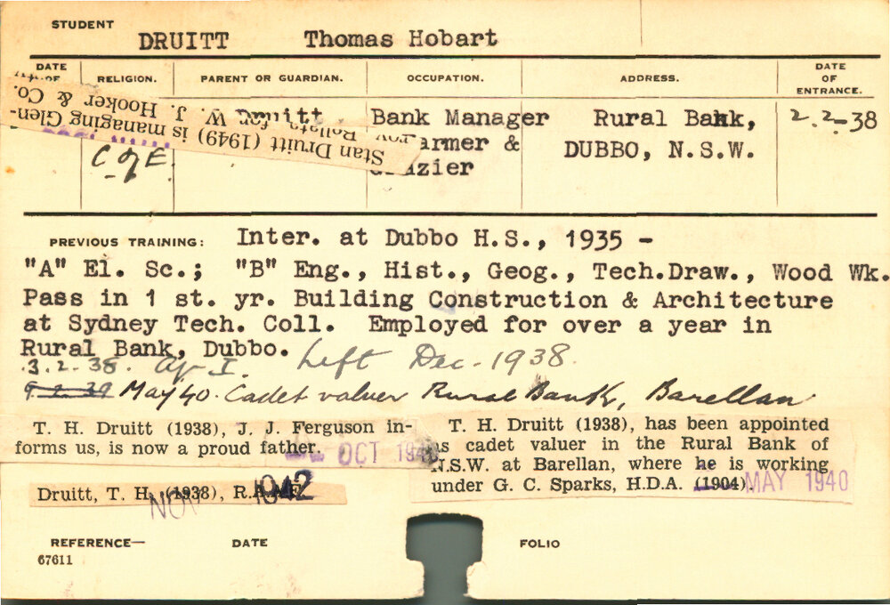 DRUITT, Thomas Robert (Hawkesbury Diploma of Agriculture (HDA))
