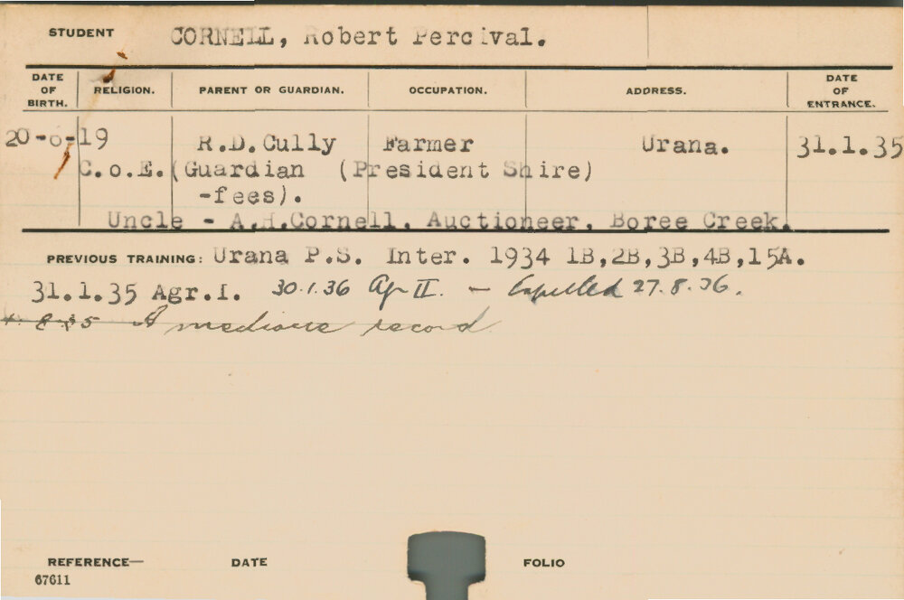 CORNELL, Robert Percival (Hawkesbury Diploma of Agriculture (HDA))