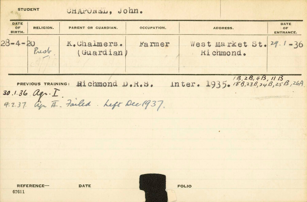 CHAPONEL, John (Hawkesbury Diploma of Agriculture (HDA))