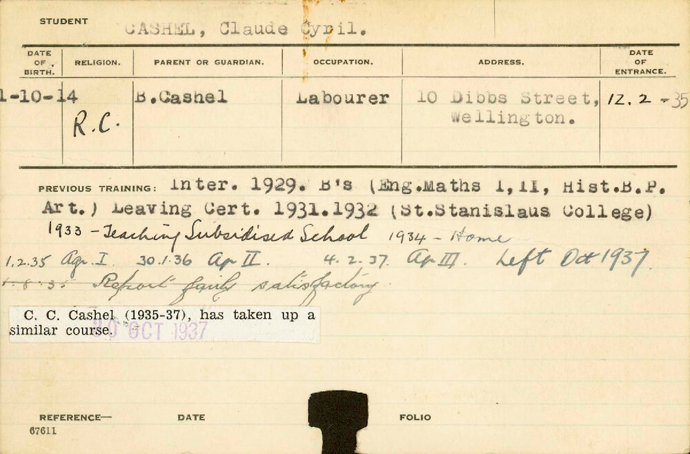 CASHEL, Claude Cyril (Hawkesbury Diploma of Agriculture (HDA))