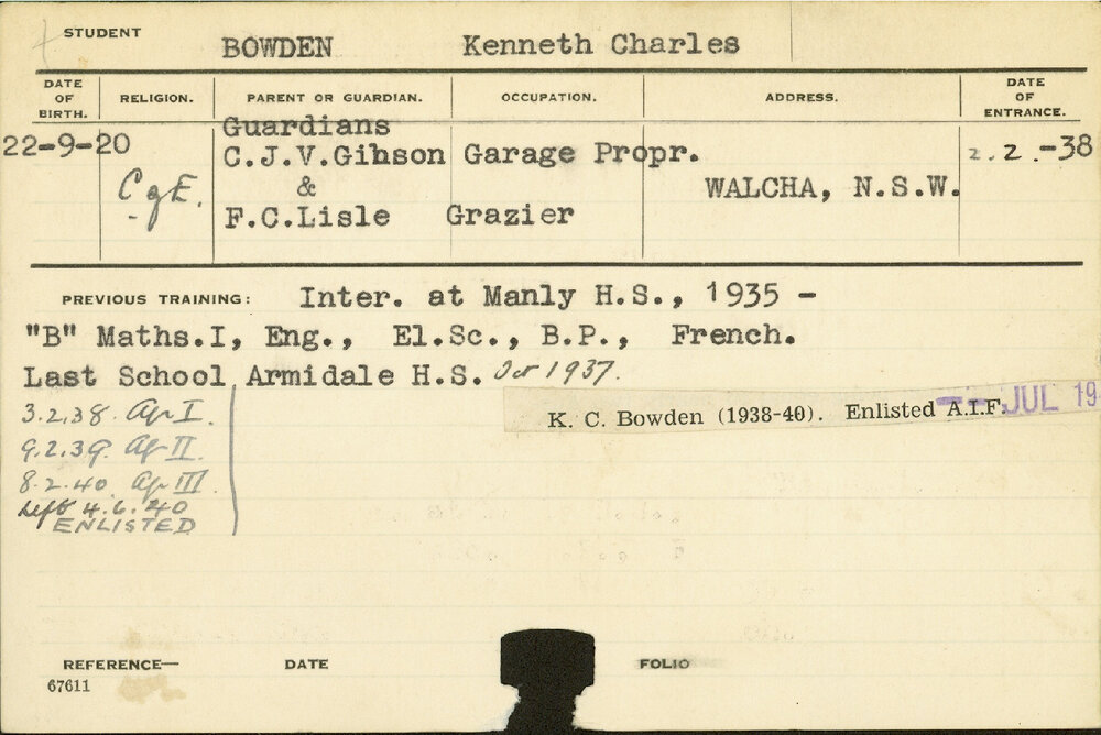 BOWDEN, Kenneth Charles (Hawkesbury Diploma of Agriculture (HDA))