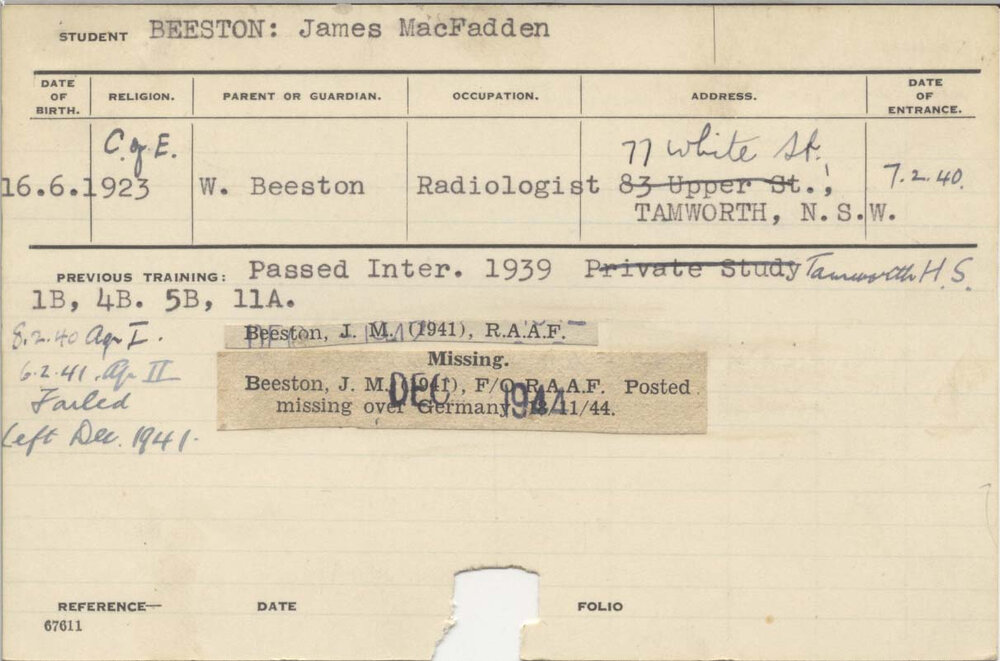 BEESTON, James Macfadden (Hawkesbury Diploma of Agriculture (HDA))
