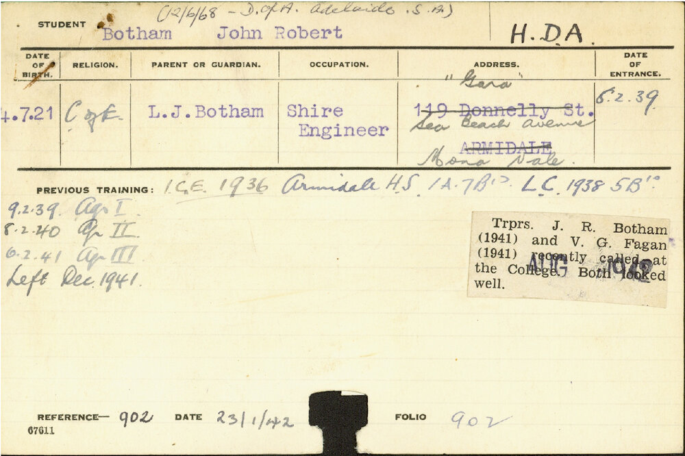 BOTHAM, John Robert (Hawkesbury Diploma of Agriculture (HDA))