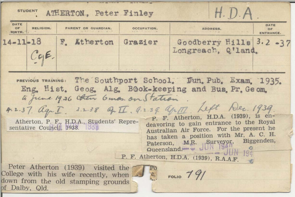 ATHERTON, Peter Finley (Hawkesbury Diploma of Agriculture (HDA))