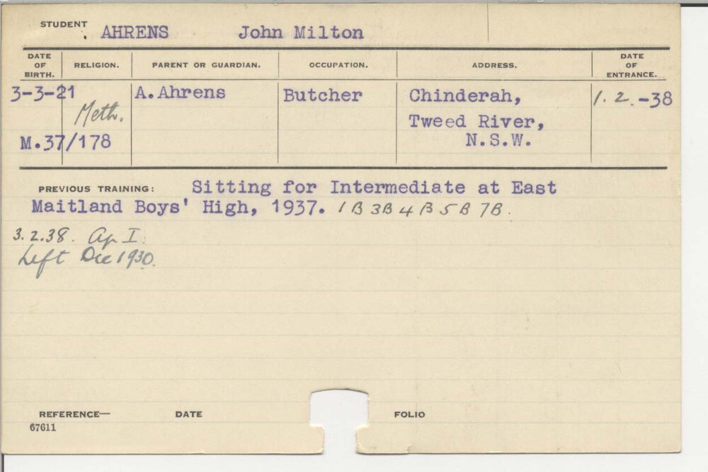 AHRENS, John Milton (Agriculture 1)