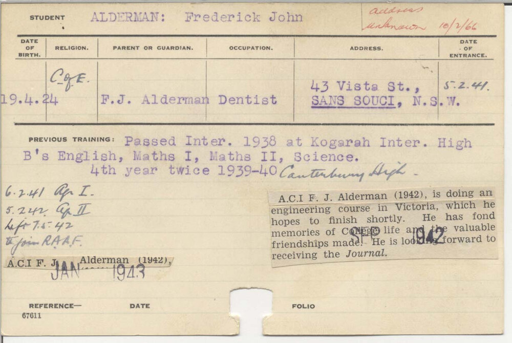 ALDERMAN, Frederick John (Hawkesbury Diploma of Agriculture (HDA))