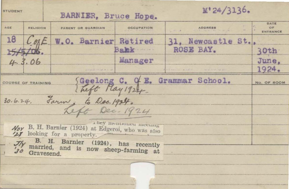 BARNIER, Bruce Hope (Special Course - Farm)