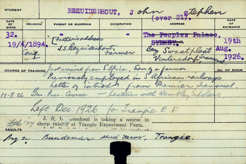 BEZUIDENHOUT, John Stephen (Practical Course - General)