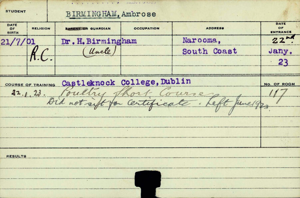 BIRMINGHAM, Ambrose (Short Course - Poultry)