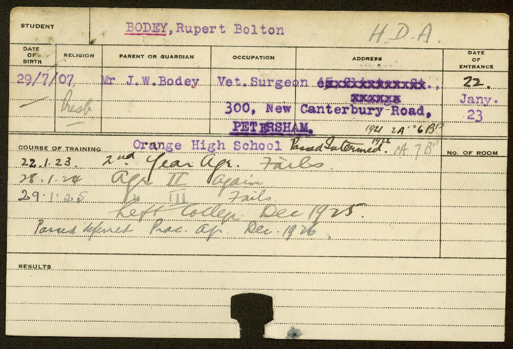 BODEY, Rupert Bolton (Hawkesbury Diploma of Agriculture (HDA))