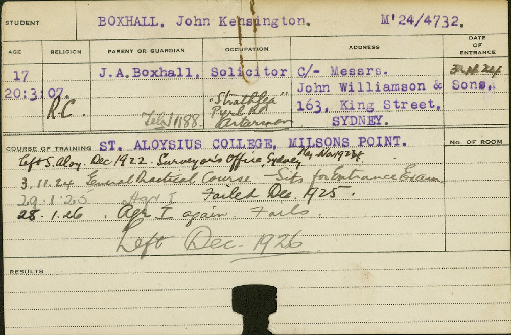 BOXHALL, John Kensington (Hawkesbury Diploma of Agriculture (HDA))