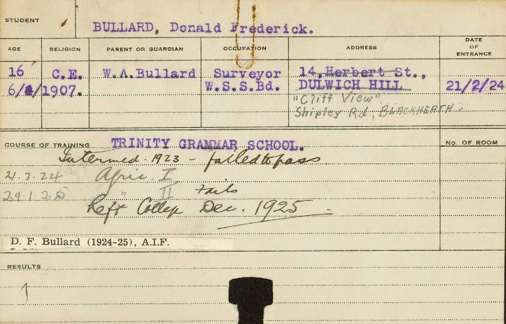 BULLARD, Donald Frederick (Hawkesbury Diploma of Agriculture (HDA))