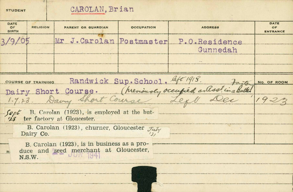 CAROLAN, Brian (Short Course - Dairy)