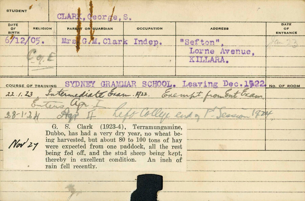 CLARK, George S (Hawkesbury Diploma of Agriculture (HDA))