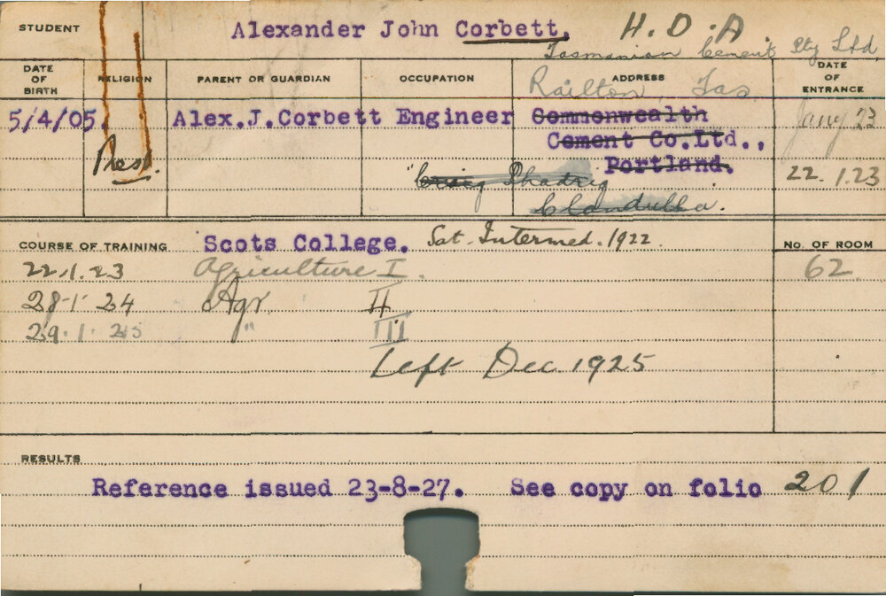 CORBETT, Alexander John (Hawkesbury Diploma of Agriculture (HDA))
