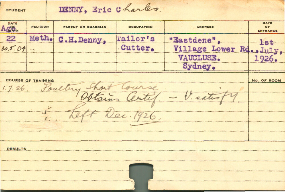 DENNY, Eric Charles (Short Course - Poultry)