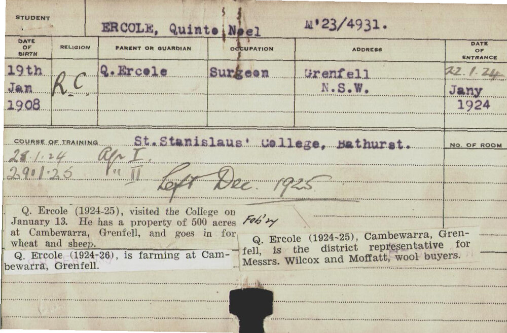 ERCOLE, Quinto Noel (Hawkesbury Diploma of Agriculture (HDA) - Second Year Certificate)