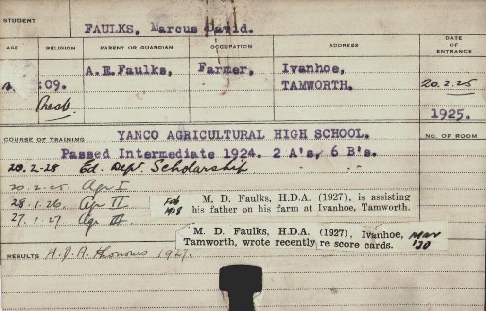 FAULKS, Marcus David (Hawkesbury Diploma of Agriculture (HDA) (Honours))