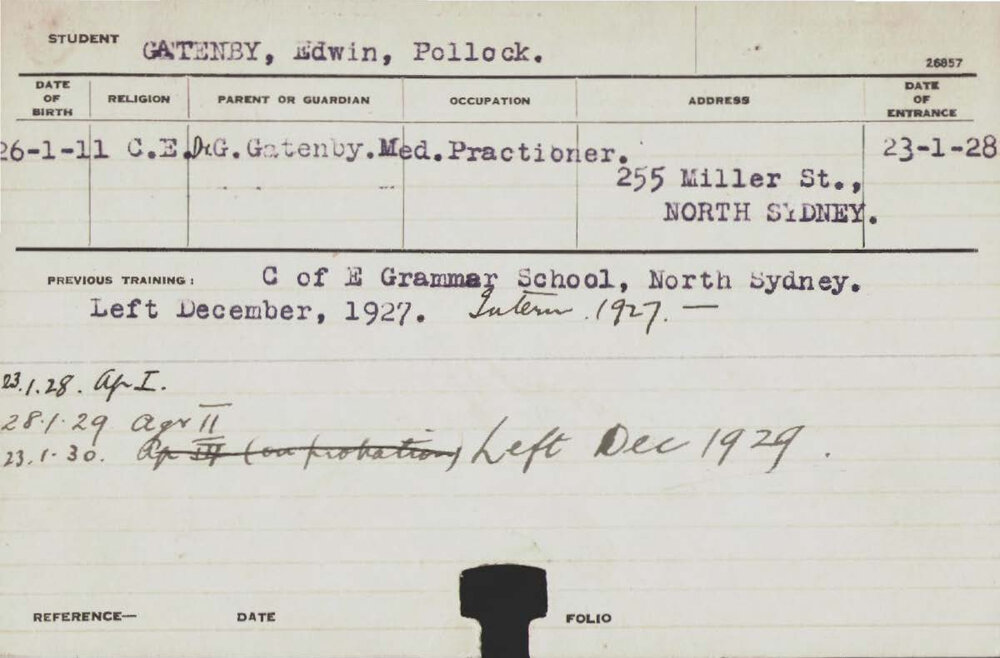GATENBY, Edwin Pollock (Hawkesbury Diploma of Agriculture (HDA))