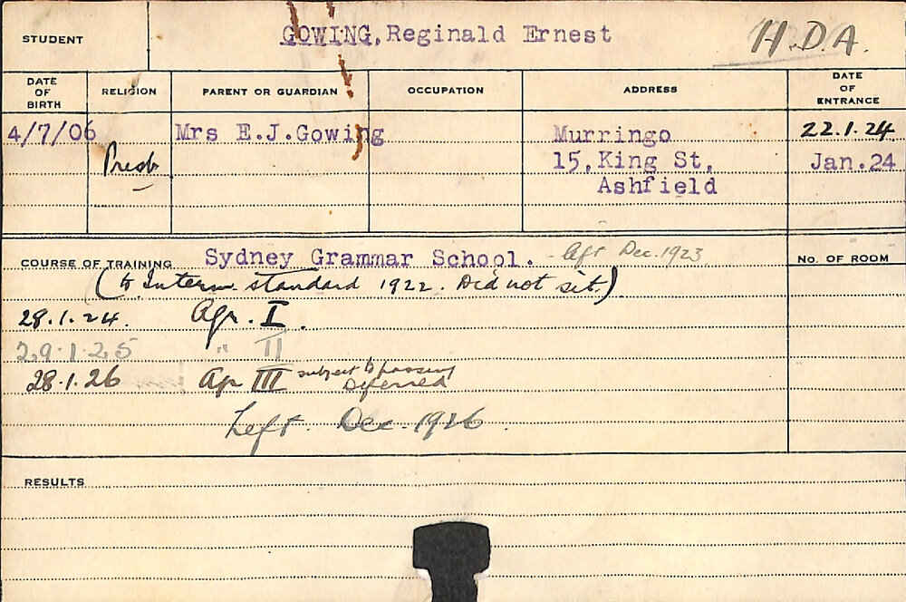 GOWING, Reginald Ernest (Hawkesbury Diploma of Agriculture (HDA))