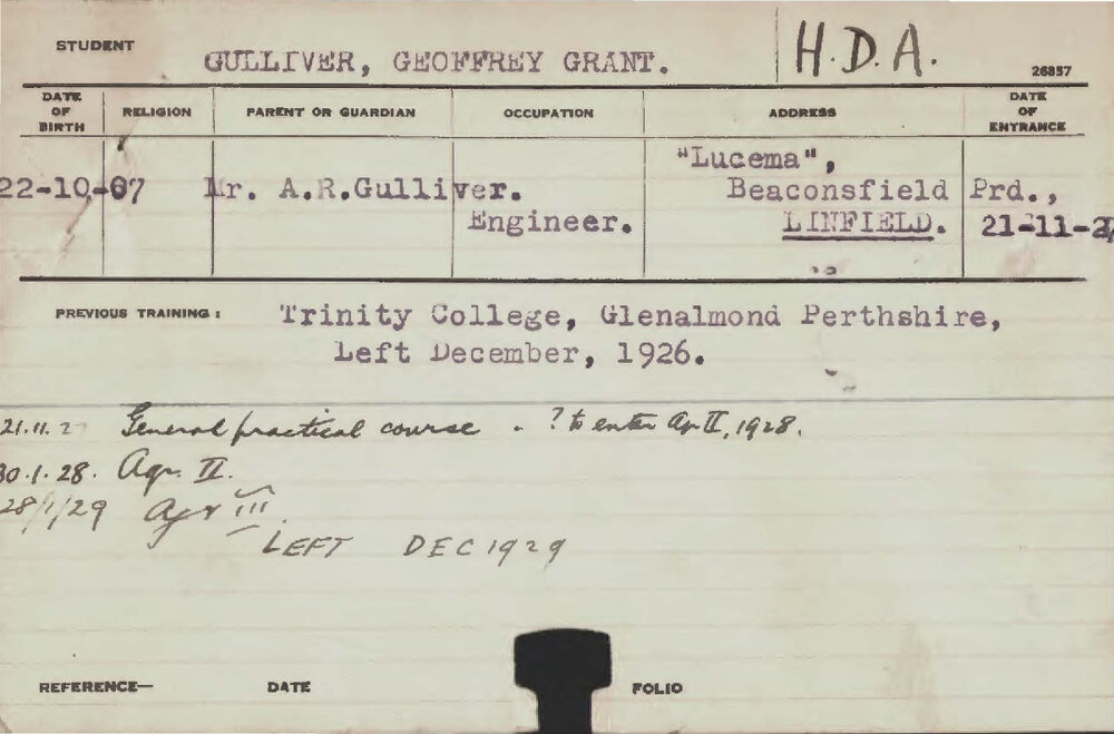 GULLIVER, Geoffrey Grant (Hawkesbury Diploma of Agriculture (HDA))