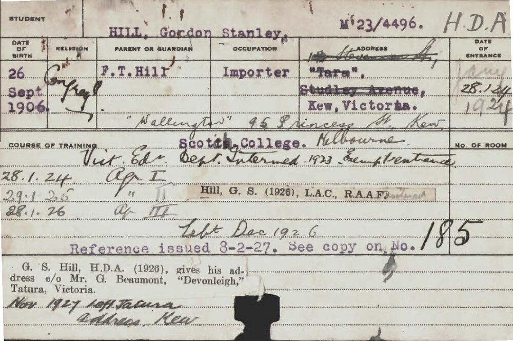 HILL, Gordon Stanley (Hawkesbury Diploma of Agriculture (HDA))