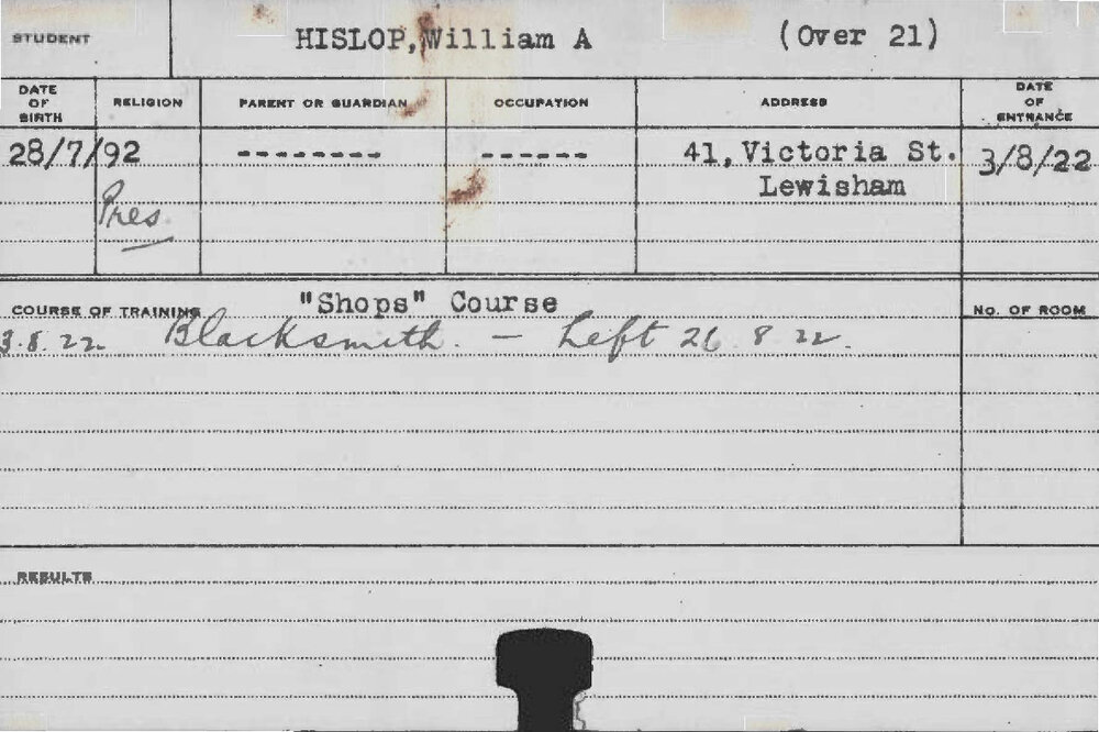 HISLOP, William A (Blacksmith)