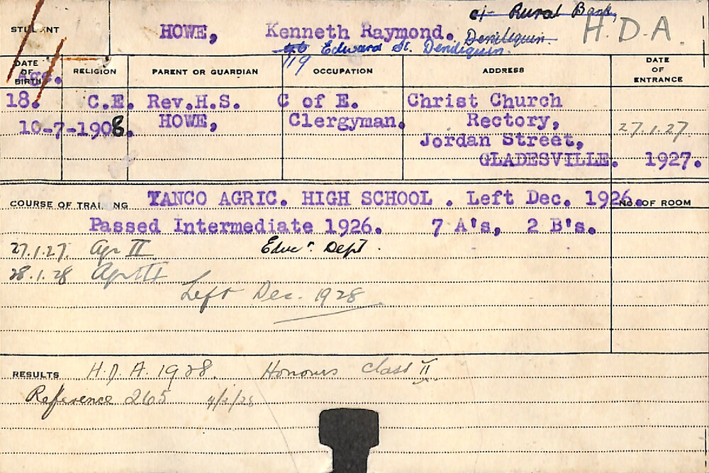 HOWE, Kenneth Raymond (Hawkesbury Diploma of Agriculture (HDA))