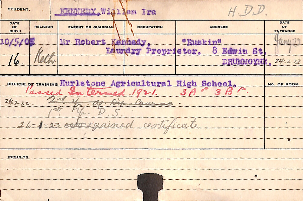 KENNEDY, William Ira (Hawkesbury Diploma in Dairy (HDD))