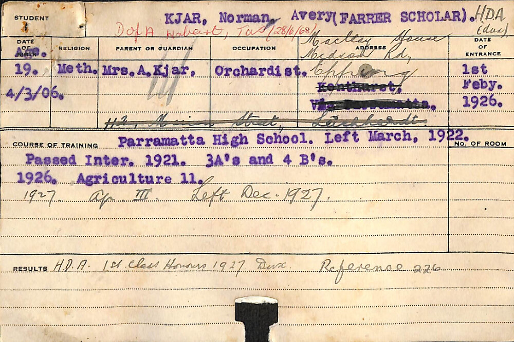 KJAR, Norman Avery (Hawkesbury Diploma of Agriculture (HDA))