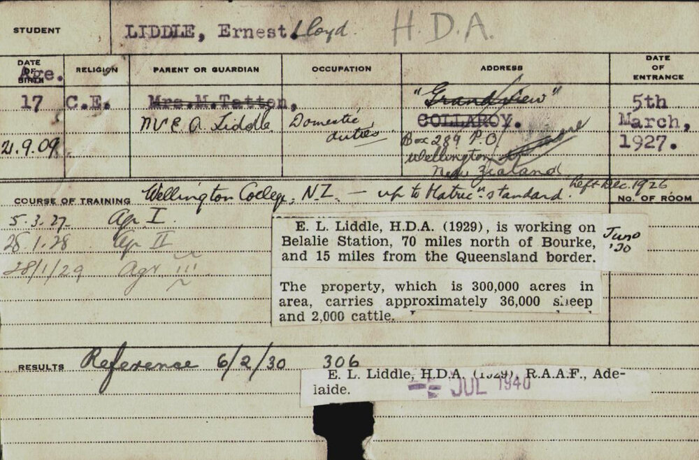 LIDDLE, Ernest Lloyd (Hawkesbury Diploma of Agriculture (HDA))