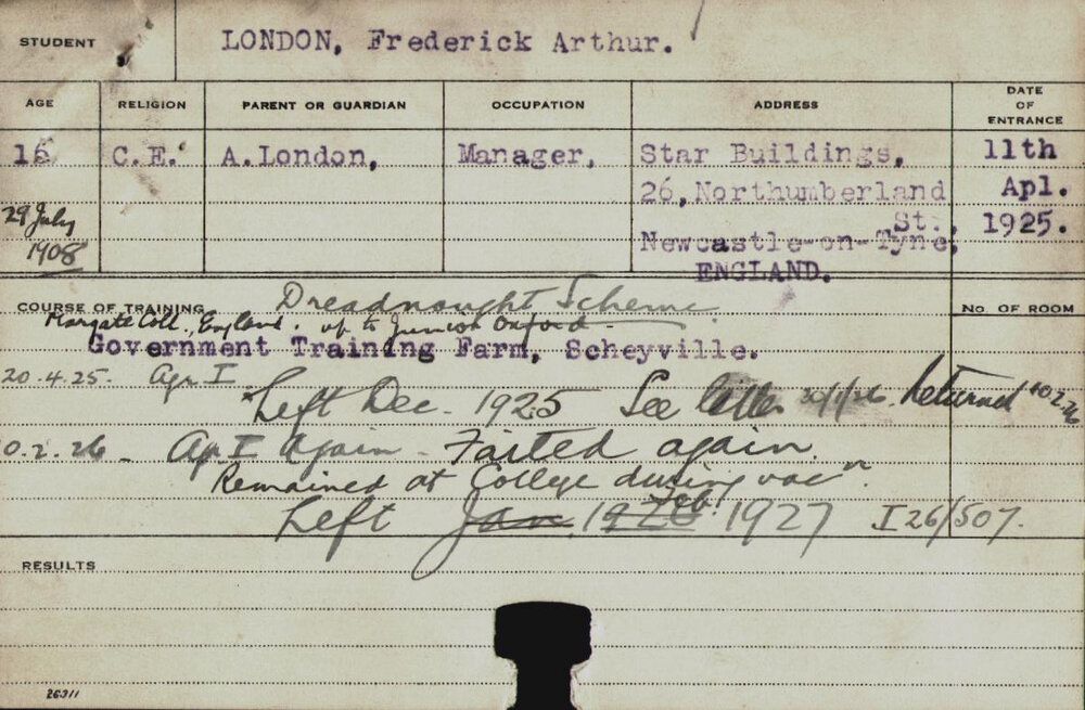 LONDON, Frederick Arthur (Hawkesbury Diploma of Agriculture (HDA))