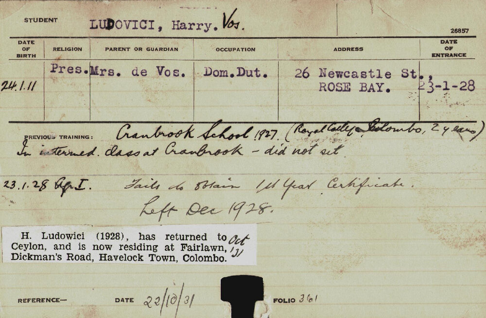 LUDOVICI, Harry Vos (Hawkesbury Diploma of Agriculture (HDA))